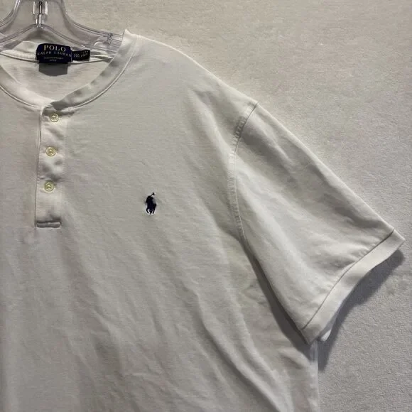 Polo Ralph Lauren Henley Shirt Men's XXL White Short Sleeve Featherweight Mesh - Picture 3 of 15